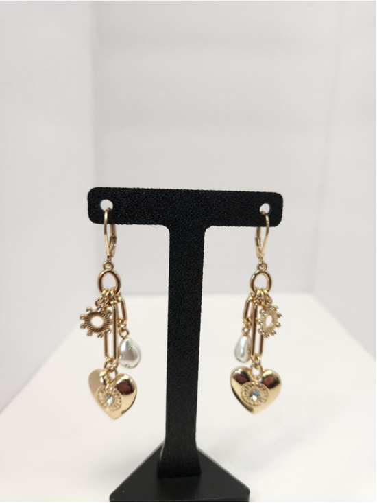 ON·34TH Jewelry - ON·34TH Gold and White Heart Drop Earrings